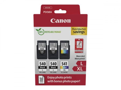 Canon PG-540Lx2 (2x11 ml) + CL-541XL (1x15 ml) + 50 lap GP501 10x15 fényes fotópapír Multipack