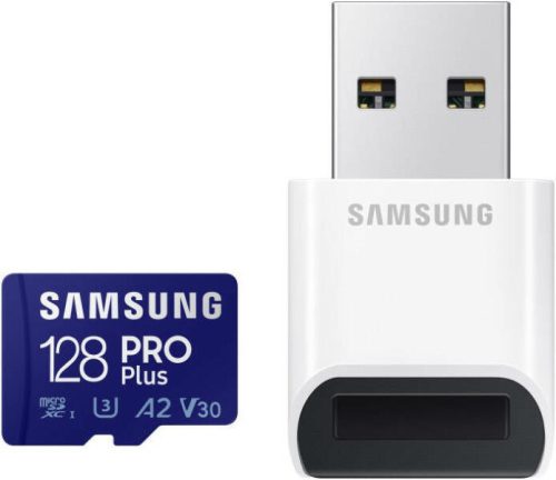 SAMSUNG SD káryta, 128GB, PRO PLUS, olvasó, Blue Wave