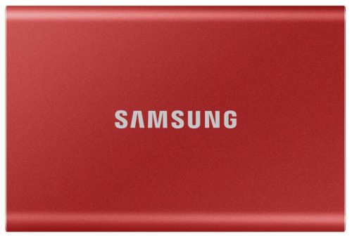 SAMSUNG SSD Külső, 2TB, T7, Metál Piros, USB 3.2