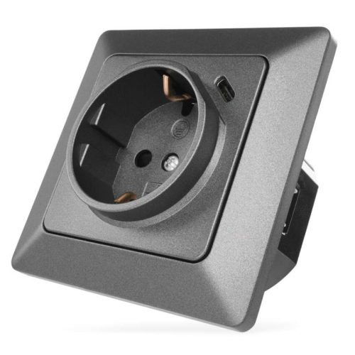 EMOS Aljzat USB-A+USB-C, antracit
