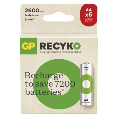 GP ReCyko NiMH Akkumulátor HR6 (AA) 2600mAh 4+2db