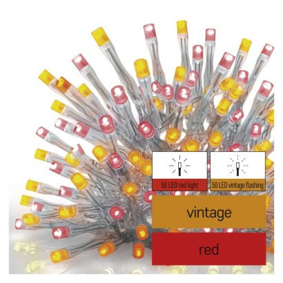 Standard LED sorolható füzér, pulzáló – jégcsapok, 2,5 m, kültéri, piros/vintage