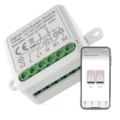 GoSmart kapcsolómodul IP-2102SZ, ZigBee, 2 csatornás