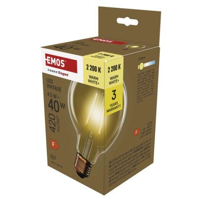 LED izzó Vintage G95 / E27 / 4,5 W (40 W) / 420 lm / Meleg fehér