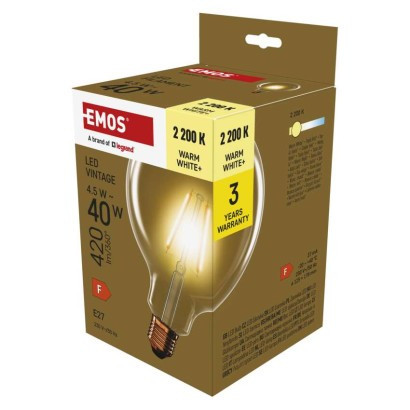 LED izzó Vintage G125 / E27 / 4,5 W (40 W) / 420 lm / Meleg fehér