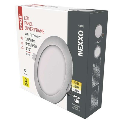 LED süllyesztett lámpatest NEXXO, kerek, ezüst, 12W, CCT