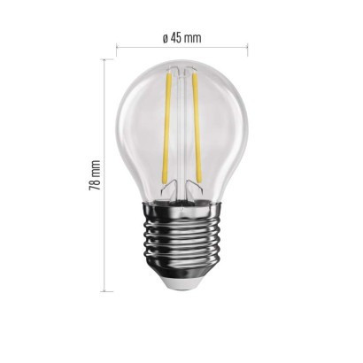 LED izzó Filament Mini Globe / E27 / 1,8 W (25 W) / 250 lm / természetes fehér