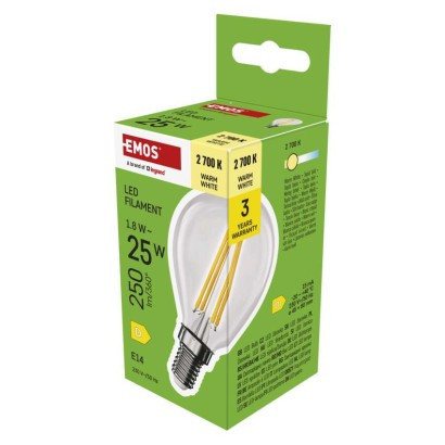 LED izzó Filament Mini Globe / E14 / 1,8 W (25 W) / 250 lm / Meleg fehér