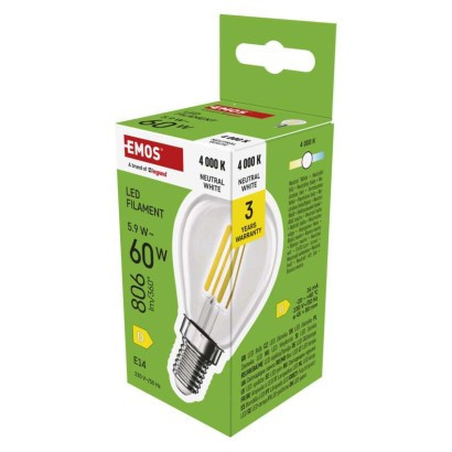 LED izzó Filament Mini Globe / E14 / 5,9 W (60 W) / 806 lm / Természetes fehér