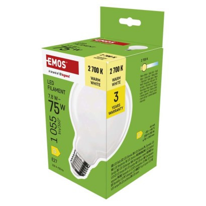 LED izzó Filament G95 / E27 / 7,8 W (75 W) / 1055 lm / Meleg fehér