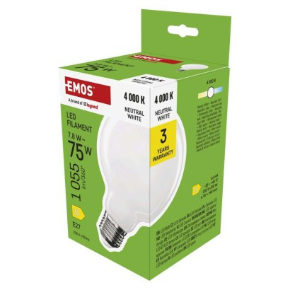 LED izzó Filament G95 / E27 / 7,8 W (75 W) / 1055 lm / Természetes fehér