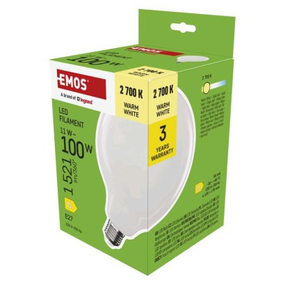 LED izzó Filament G125 / E27 / 11 W (100 W) / 1521 lm / Meleg fehér