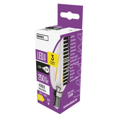 LED izzó Filament gyertya / E14 / 1,8 W (25 W) / 250 lm / természetes fehér