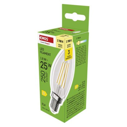 LED izzó Filament gyertya / E14 / 1,8 W (25 W) / 250 lm / Meleg fehér