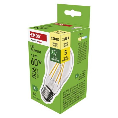 LED izzó Filament A60 A CLASS/ E27 / 3,8 W (60 W) / 806 lm / meleg fehér