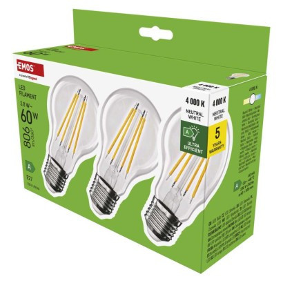 LED izzó Filament A60 A CLASS/ E27 / 3,8 W (60 W) / 806 lm / természetes fehér