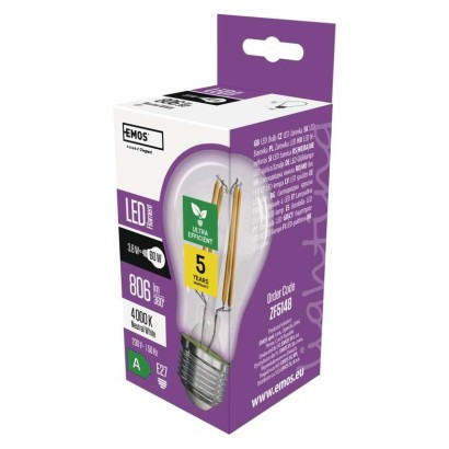 LED izzó Filament A60 A CLASS/ E27 / 3,8 W (60 W) / 806 lm / természetes fehér