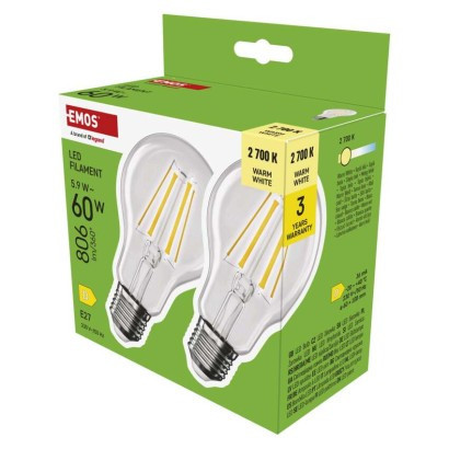 LED izzó Filament A60 / E27 / 5,9 W (60 W) / 806 lm / Meleg fehér