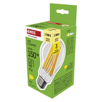 LED izzó Filament A70 / E27 / 18 W (150 W) / 2452 lm / Meleg fehér