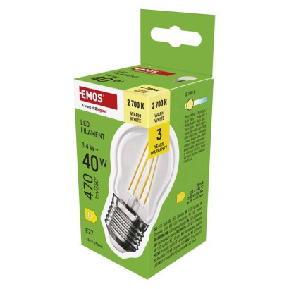 LED izzó Filament Mini Globe / E27 / 3,4 W (40 W) / 470 lm / Meleg fehér