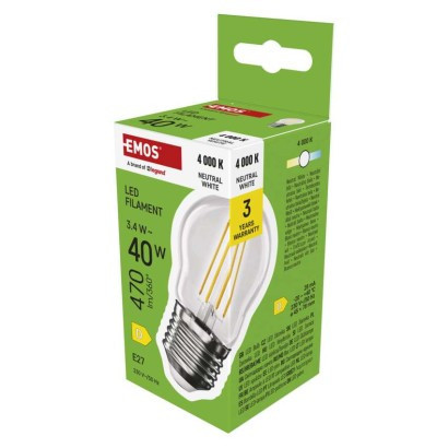 LED izzó Filament Mini Globe / E27 / 3,4 W (40 W) / 470 lm / Természetes fehér