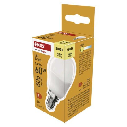 LED izzó Basic Mini Globe / E14 / 9,4 W (60 W) / 806 lm / Meleg fehér