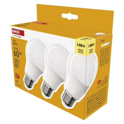 LED izzó Basic A60 / E27 / 9,4 W (60 W) / 806 lm / Meleg fehér