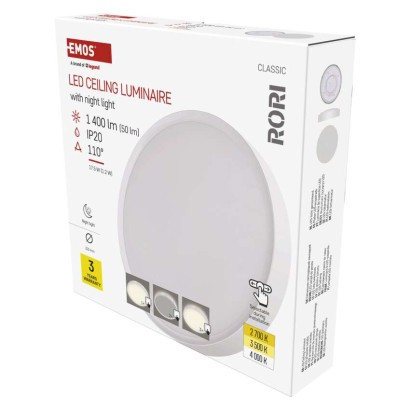 LED felületi lámpatest RORI kerek, fehér, 17W, CCT