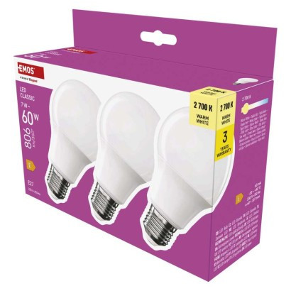 LED izzó Classic A60 / E27 / 7 W  (60 W) / 806 lm / Meleg fehér