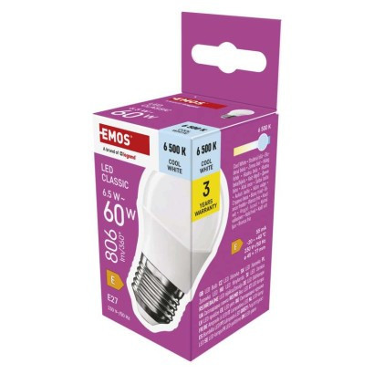 LED izzó Classic Mini Globe / E27 / 6,5 W (60 W) / 806 lm / Hideg fehér