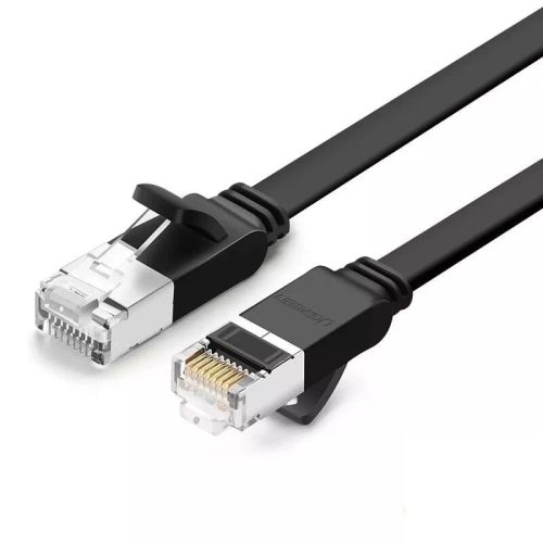 UGREEN Ethernet RJ45 lapos hálózati kábel fém csatlakozókkal, Cat.6, UTP, 3m (fekete)