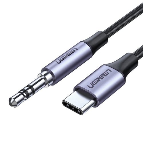 3,5 mm-es mini jack AUX kábel az USB-C UGREEN AV143-hoz, 1 m (fekete)