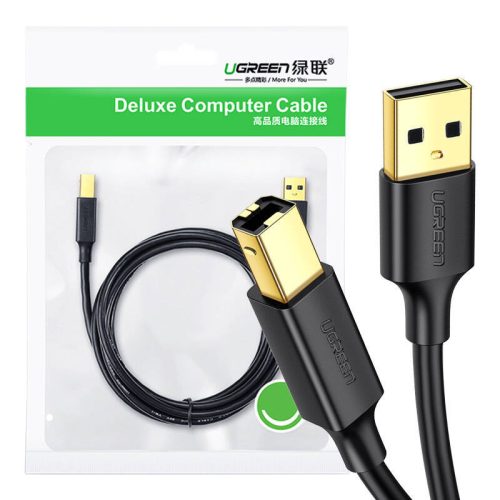 UGREEN US135 USB 2.0 A-B nyomtatókábel, aranyozott, 5 m (fekete)