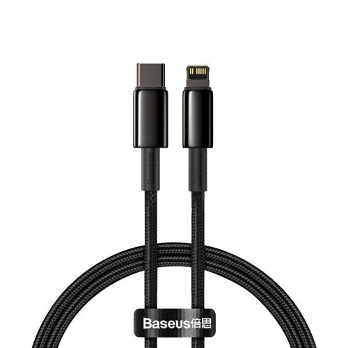 Baseus Tungsten Gold USB-C - Lightning kábel, 20 W, 5 A, PD, 2 m (fekete)
