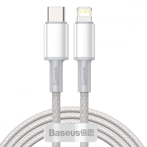 Baseus USB-C - Lightning kábel, nagy sűrűségű fonott, 20 W, PD, 2 m (fehér)