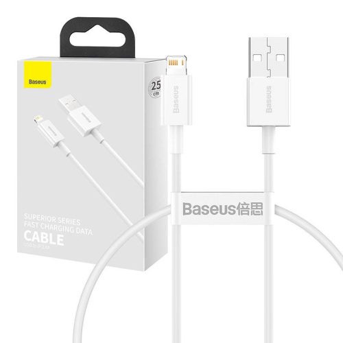 Baseus Superior Series USB-Lightning kábel, 2,4A, 0,25 m (fehér)