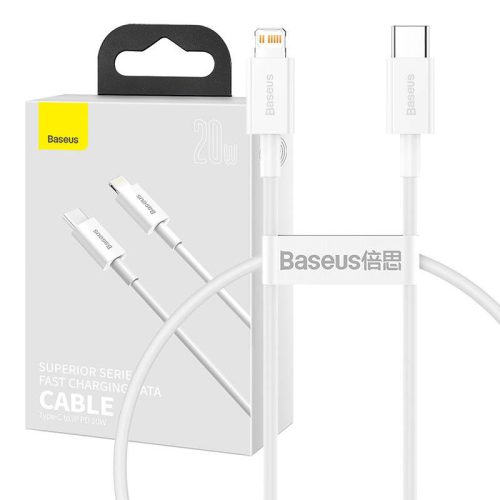 Baseus Superior Series USB-C-Lightning kábel, 20 W, PD, 0,25 m (fehér)