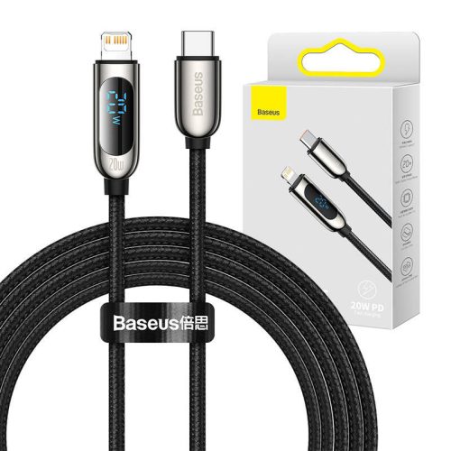 Baseus USB-C-Lightning kijelzőkábel, PD, 20 W, 2 m (fekete)