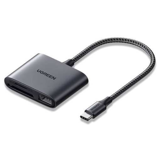 UGREEN CM387 Kártya + USB olvasó, USB-C (fekete)