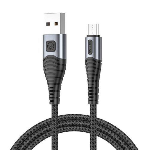 USB-Micro USB kábel VFAN X10, 3A, 1,2m, fonott (fekete)