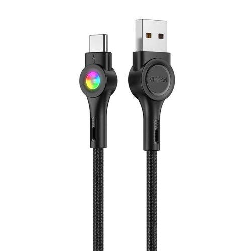 USB és USB-C kábel VFAN Colorful X08, 3A, 1.2m (fekete)