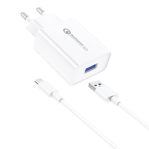 Wall Charger Foneng EU13 18W  + USB to Micro USB Cable, 3A (White)