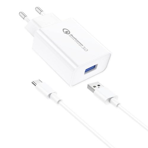 Foneng EU13 18W Wall Charger + USB to USB-C Cable, 3A (White)