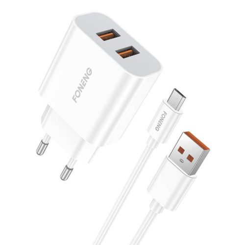 Fast charger Foneng 2x USB EU45 12W + USB Micro cable