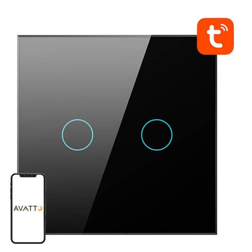 Smart Light Switch WiFi Avatto TS02-EU-B2 2 way (black)