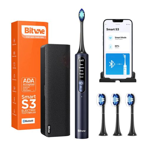 Sonic toothbrush with app, tips set, travel case and toothbrush holder S3 (navy blue)