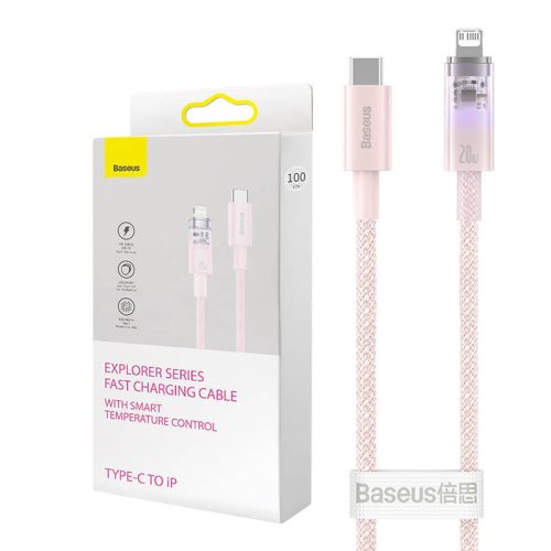 Baseus Lightning Explorer Series USB-C gyors töltőkábel 1m, 20W (rózsaszín)