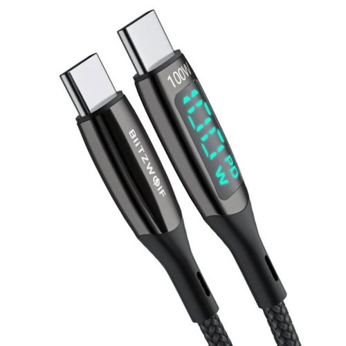 BlitzWolf BW-TC23 USB-C-USB-C kábel kijelzővel, 100W, 1,8m (fekete)