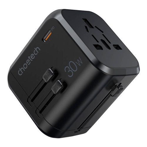 Choetech PD5008 travel charger, 3xUSB-A, 2xUSB-C, GaN, 35W, US/EU/UK/AU (black)