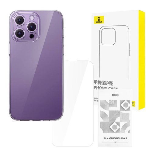 Baseus Átlátszó Tok iPhone 14 Pro + edzett üvegfólia